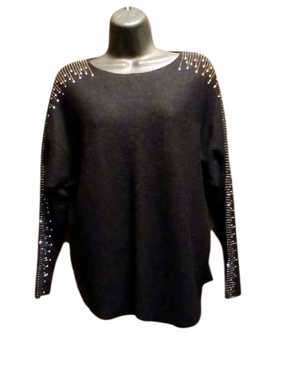 Milano Women's Black Embellished Long Sleeve Sweater - Size XL - INV348 A1